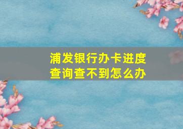 浦发银行办卡进度查询查不到怎么办