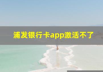 浦发银行卡app激活不了