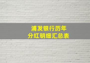 浦发银行历年分红明细汇总表