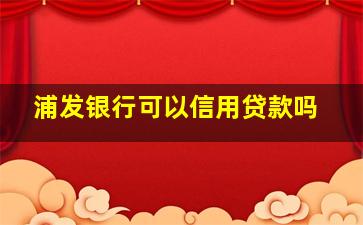 浦发银行可以信用贷款吗