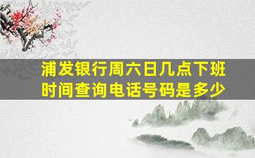 浦发银行周六日几点下班时间查询电话号码是多少