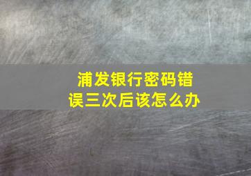 浦发银行密码错误三次后该怎么办