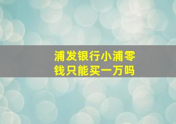 浦发银行小浦零钱只能买一万吗