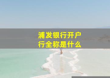 浦发银行开户行全称是什么