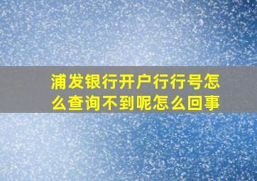 浦发银行开户行行号怎么查询不到呢怎么回事