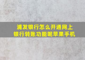 浦发银行怎么开通网上银行转账功能呢苹果手机