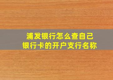 浦发银行怎么查自己银行卡的开户支行名称