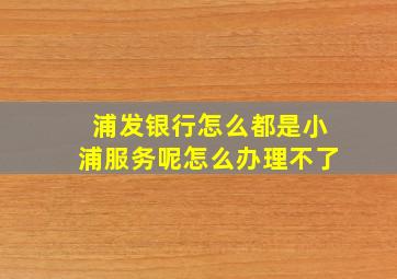 浦发银行怎么都是小浦服务呢怎么办理不了