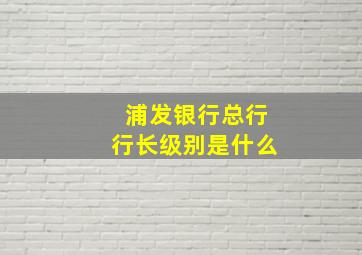 浦发银行总行行长级别是什么