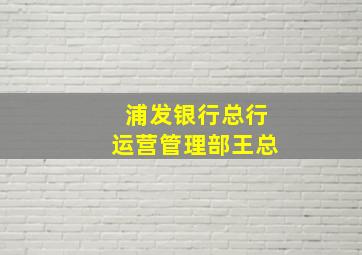 浦发银行总行运营管理部王总