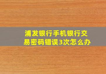 浦发银行手机银行交易密码错误3次怎么办