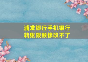 浦发银行手机银行转账限额修改不了