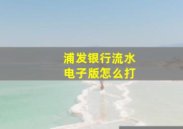 浦发银行流水电子版怎么打