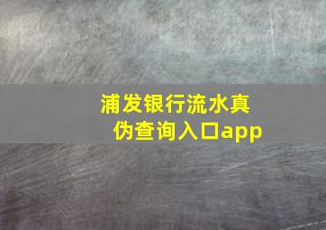 浦发银行流水真伪查询入口app