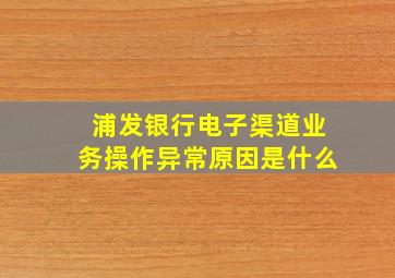 浦发银行电子渠道业务操作异常原因是什么