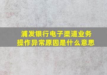 浦发银行电子渠道业务操作异常原因是什么意思