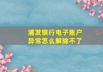 浦发银行电子账户异常怎么解除不了