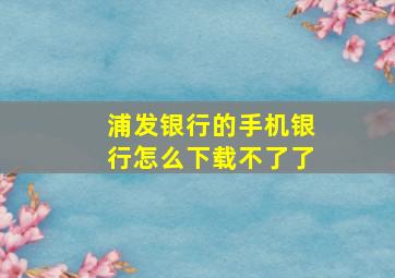 浦发银行的手机银行怎么下载不了了