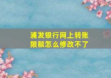 浦发银行网上转账限额怎么修改不了