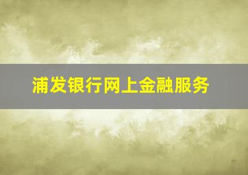 浦发银行网上金融服务