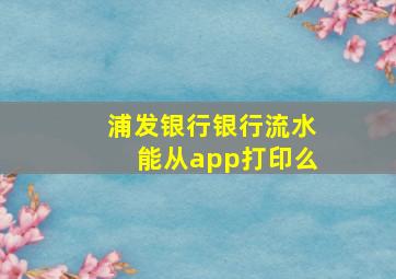 浦发银行银行流水能从app打印么