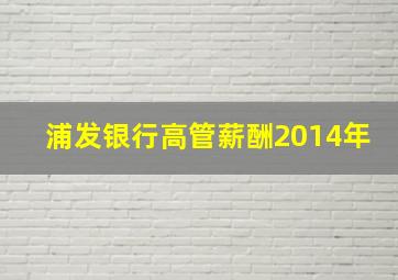 浦发银行高管薪酬2014年