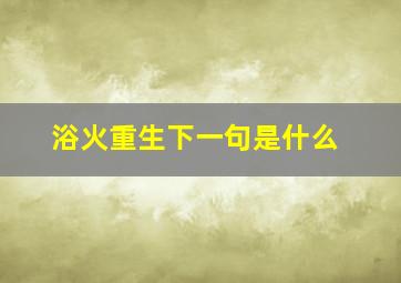 浴火重生下一句是什么