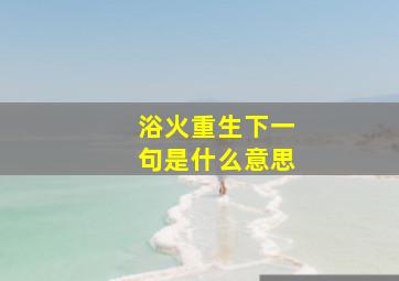 浴火重生下一句是什么意思