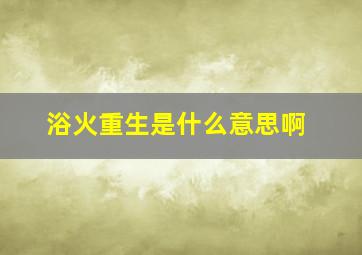 浴火重生是什么意思啊