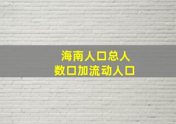 海南人口总人数口加流动人口