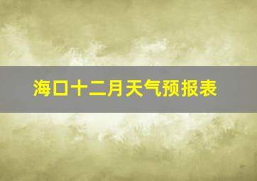 海口十二月天气预报表