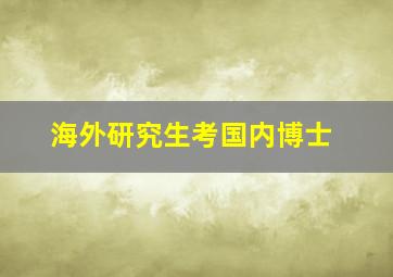 海外研究生考国内博士