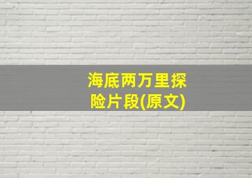 海底两万里探险片段(原文)