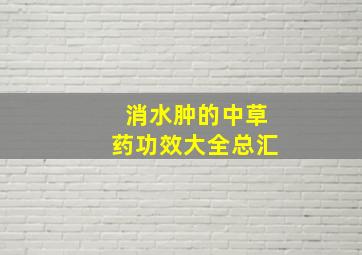 消水肿的中草药功效大全总汇