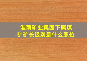 淮南矿业集团下属煤矿矿长级别是什么职位