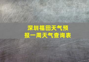 深圳福田天气预报一周天气查询表