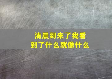 清晨到来了我看到了什么就像什么