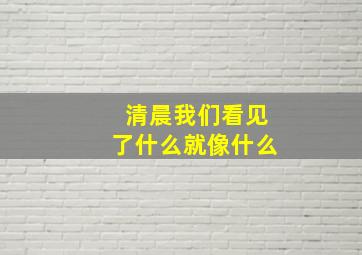 清晨我们看见了什么就像什么