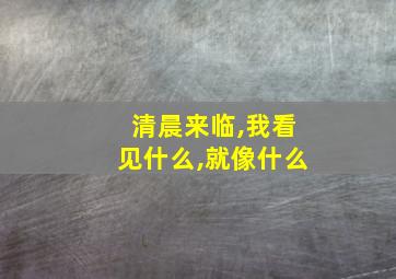 清晨来临,我看见什么,就像什么