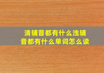 清辅音都有什么浊辅音都有什么单词怎么读