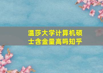 温莎大学计算机硕士含金量高吗知乎