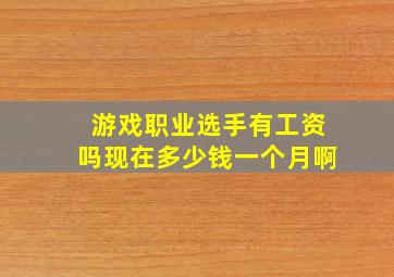 游戏职业选手有工资吗现在多少钱一个月啊