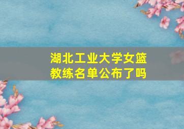 湖北工业大学女篮教练名单公布了吗