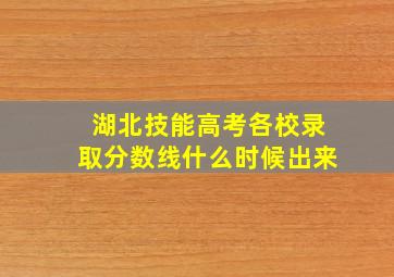 湖北技能高考各校录取分数线什么时候出来