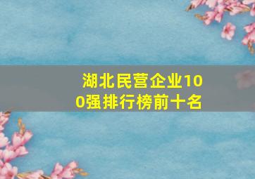 湖北民营企业100强排行榜前十名