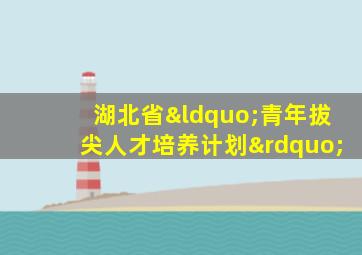 湖北省“青年拔尖人才培养计划”