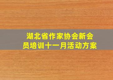 湖北省作家协会新会员培训十一月活动方案