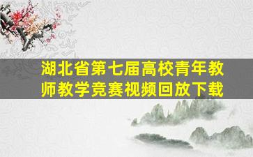 湖北省第七届高校青年教师教学竞赛视频回放下载