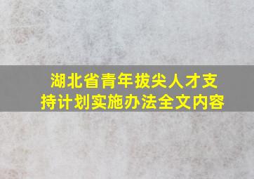 湖北省青年拔尖人才支持计划实施办法全文内容