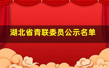 湖北省青联委员公示名单